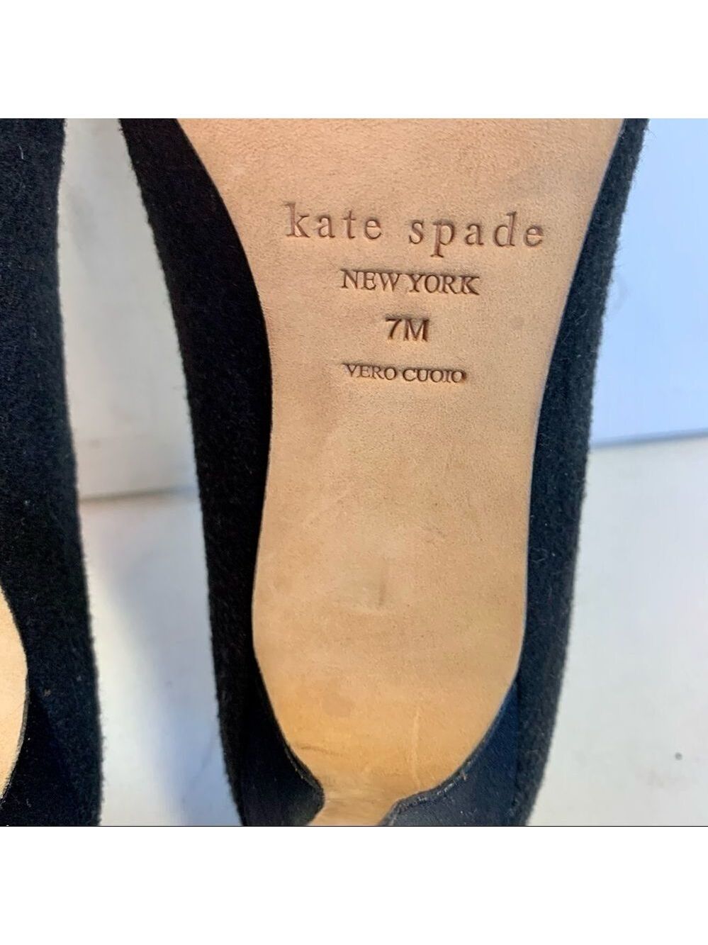 Kate Spade black glitter bow peep toe heels size 7 - Picture 6 of 6